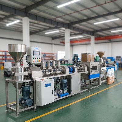 خط إنتاج أغذية الكلاب آلة أغذية الحيوانات الأليفة بوزن 1200 كيلوجرام من الأجزاء الكهربائية دلتا وسعة 100 إلى 1500 كجم في الساعة